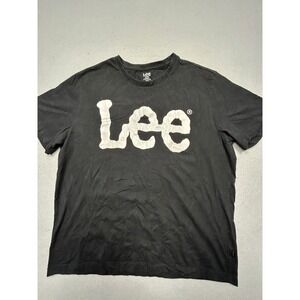 Lee T Shirt Cotton Blend Black Graphic Logo XL Mens